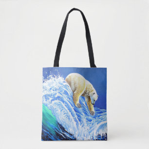 Image: Polar bear in the sea. Tote Bag