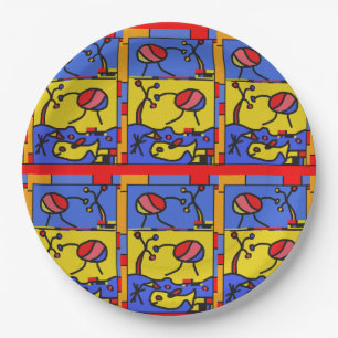 Image with fish modern art paper plate