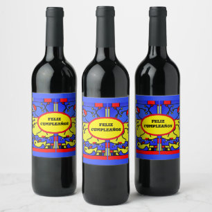 Image with fish modern art,personalise wine label
