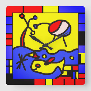 Image with fish modern art square wall clock