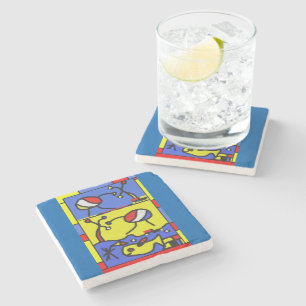 Image with fish modern art stone coaster