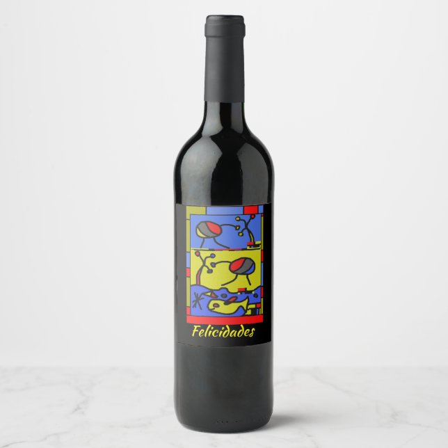 Image with fish modern art wine label (Front)