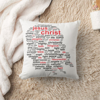 Imaged Christ Word Collage  Throw Pillow