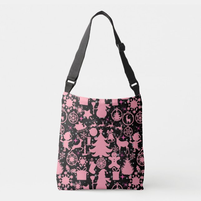 Images of Christmas in Pink Crossbody Bag (Front)