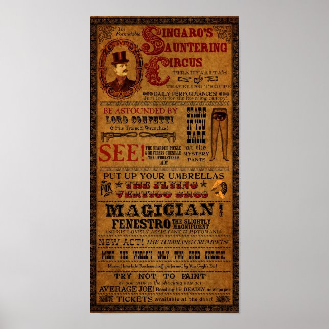 Imaginary Circus Poster for Tirahvaalta 8" x 16" (Front)