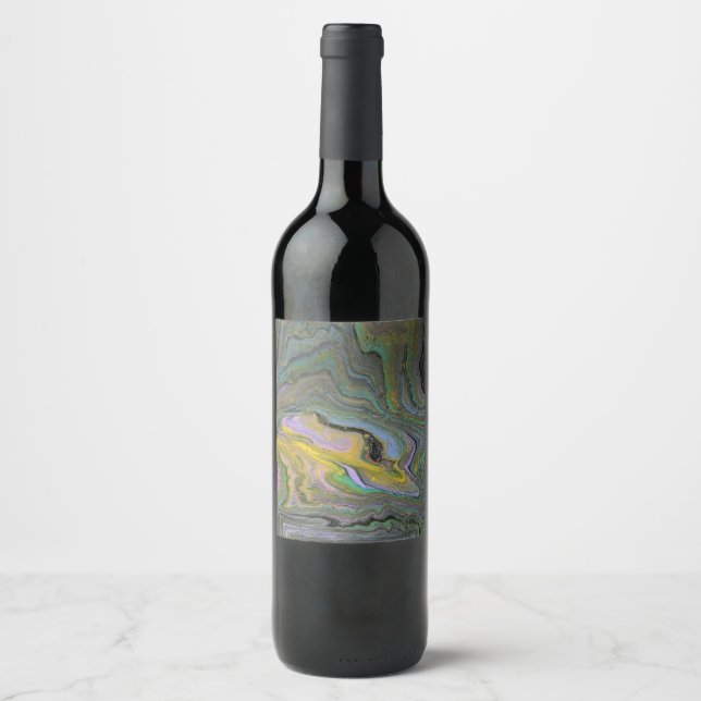 Imagination 1 Abstract Geode Wine Bottle Label (Front)