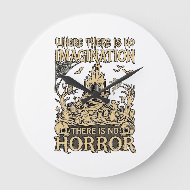 Imagination Horror Halloween Haunted House Cemeter Large Clock (Front)