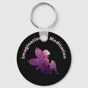 Imagination is Meditation Fairy Black Key Ring