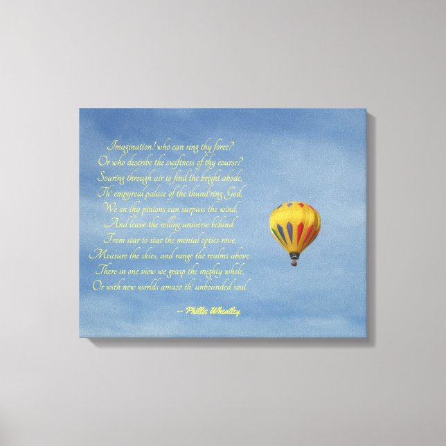Imagination Phillis Wheatley Hot Air Balloon Sky   Canvas Print (Front)