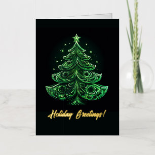 Imaginative Christmas Tree Gold Foil Holiday Card