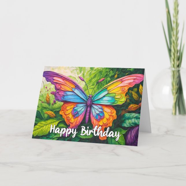 Imaginative Spring Butterfly Happy Birthday Card (Front)