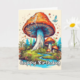 Imaginative Sprouting Forest Mushroom Art Card