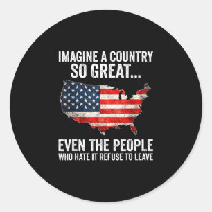 Imagine a country great usa map 4th of july classic round sticker