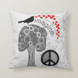 "Imagine" Art Pillow Peace Symbol Design