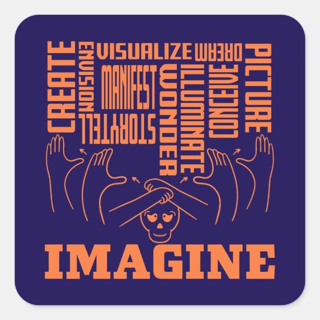 Imagine - ASL Design Square Sticker (Front)