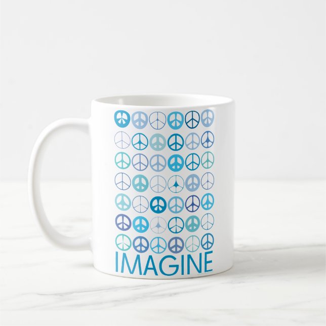 IMAGINE - Blue International Peace Signs Coffee Mug (Left)