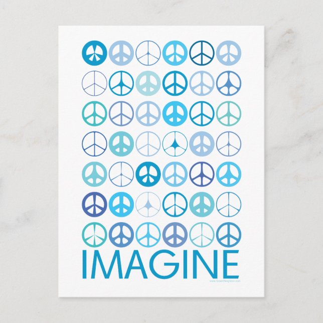 IMAGINE - Blue International Peace Signs Postcard (Front)