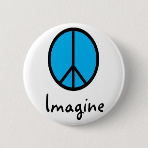 Imagine BLUE peace symbol 6 Cm Round Badge