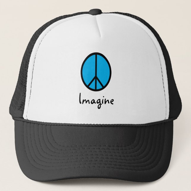 Imagine BLUE peace symbol Trucker Hat (Front)