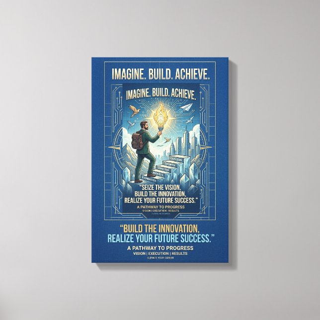 Imagine Build Achieve Motivational Poster Canvas Print (Front)