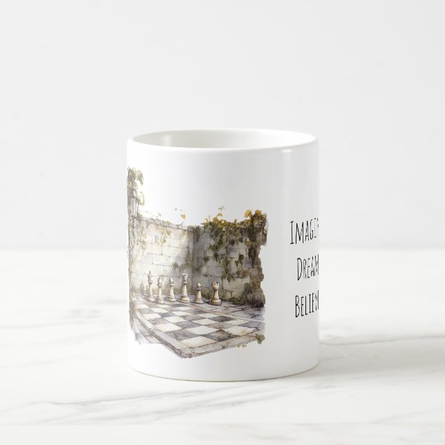 Imagine Dream Believe Giant Chess Board Coffee Mug (Center)