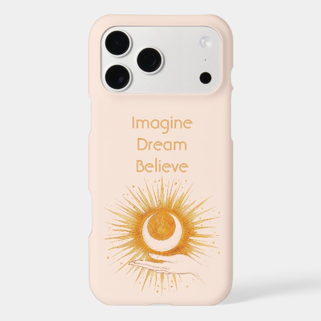 Imagine Dream Believe Gold Orange Sun Hand (Back)