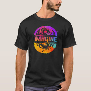 Imagine Fantasy Dragon Retro Tribal T-Shirt