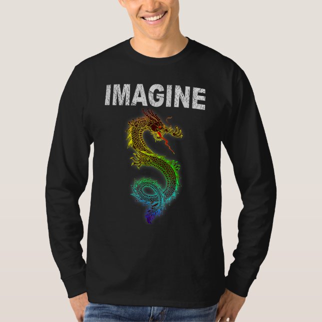 Imagine Fantasy Dragon Retro Tribal T-Shirt (Front)