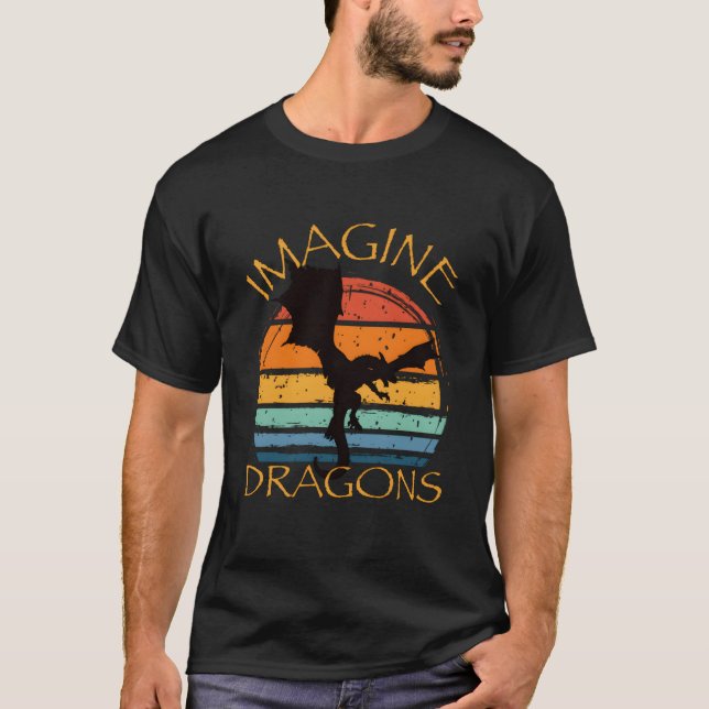 Imagine Fantasy Mythical Dragon Wings Style T-Shirt (Front)