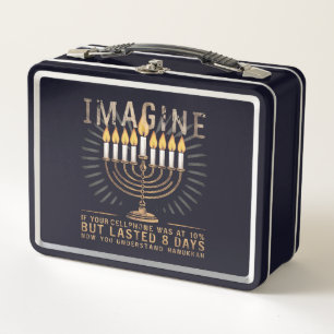 Imagine If Your Cellphone Was At 10% Chanukah Metal Lunch Box