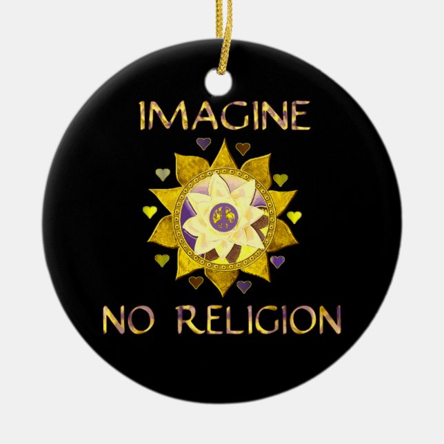 Imagine No Religion Ceramic Tree Decoration (Front)
