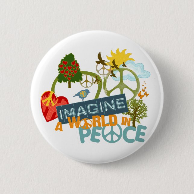 Imagine Peace Abtract Art 6 Cm Round Badge (Front)
