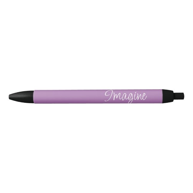 "Imagine" Phrase Lavender Purple Background Black Ink Pen (Front)