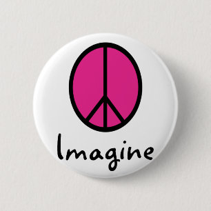 Imagine PINK PEACE symbol 6 Cm Round Badge