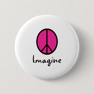 Imagine PINK PEACE symbol 6 Cm Round Badge