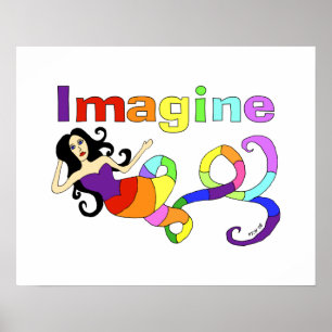 Imagine Rainbow Mermaid Art Poster