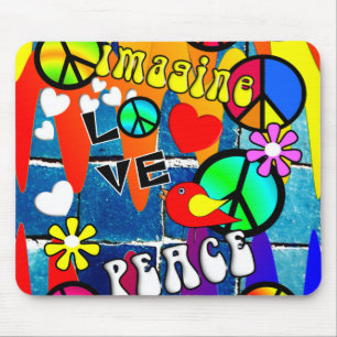 Imagine Retro Peace Symbols Mouse Pad