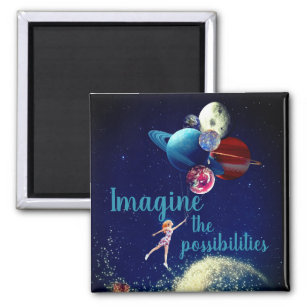 Imagine the Possibilities Girl Galaxy Space Dreams Magnet