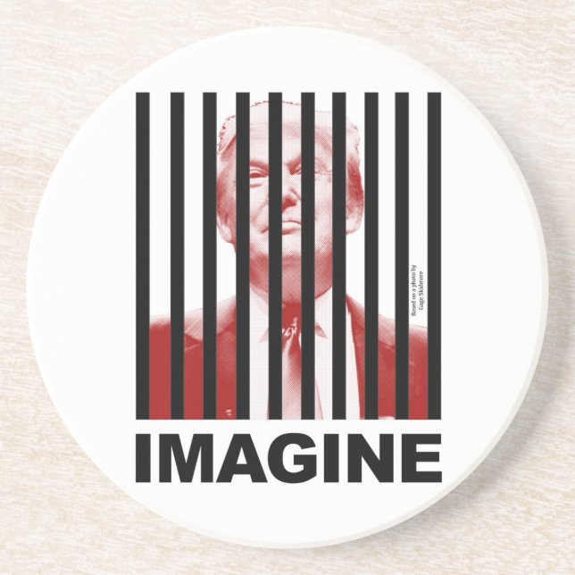 Imagine Trump Behind Bars Coaster (Front)