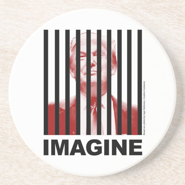 Imagine Trump Behind Bars Coaster (Front)