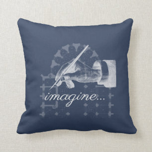 Imagine Vintage Fountain Pen Cathedral Navy Pillow
