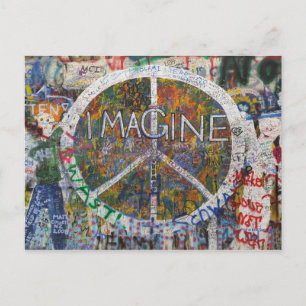 imagine wall in Prague Postcard
