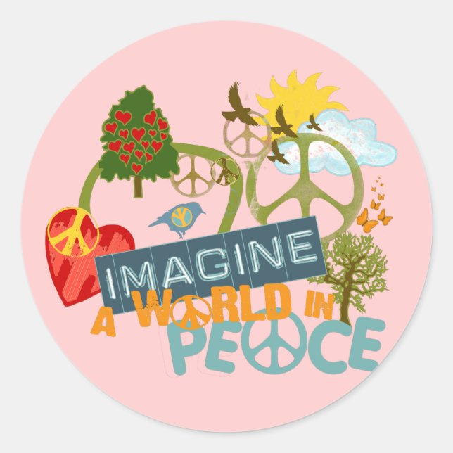 Imagine World Peace Classic Round Sticker (Front)