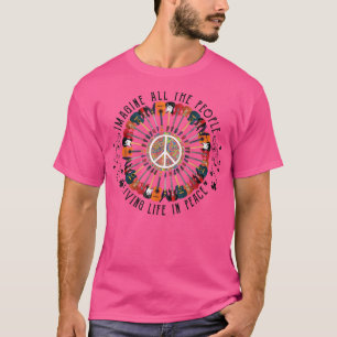 Imagines All The People Life Peace Circle Guitars T-Shirt