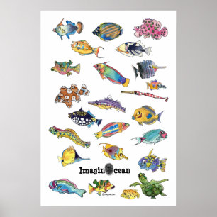 ImaginOcean Cartoon Fish Art Poster