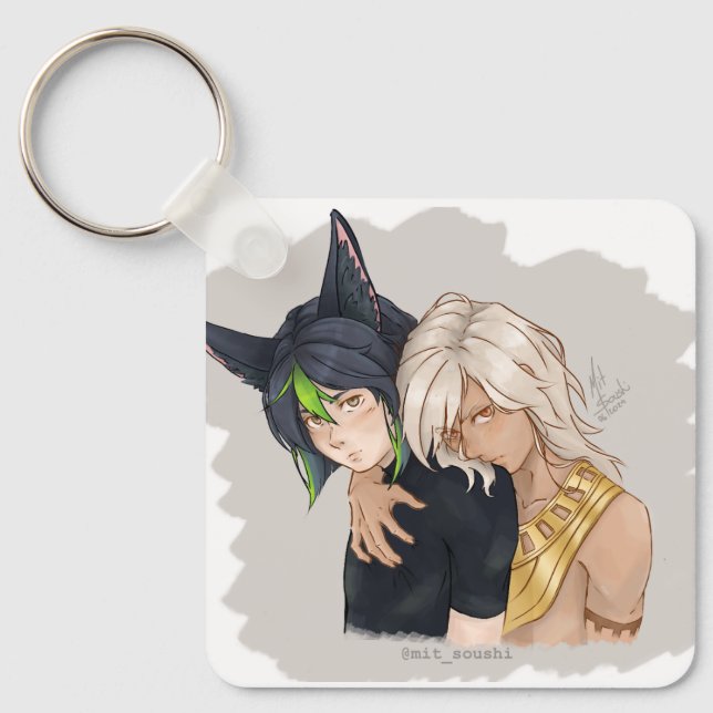 Imam Fanart Cyno and Tighnari of Genshin Impact ga Key Ring (Front)
