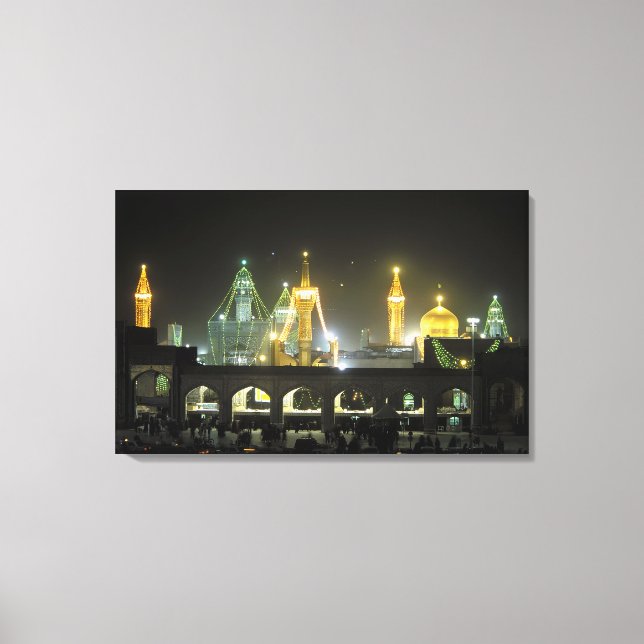 Imam Reza Shrine Complex at night, Mashhad, Canvas Print (Front)