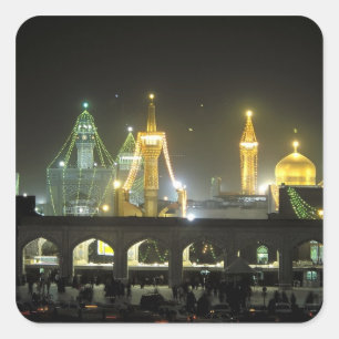 Imam Reza Shrine Complex at night, Mashhad, Square Sticker