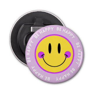 Imán Abrebottellas with Carita "Be Happy" Design Bottle Opener