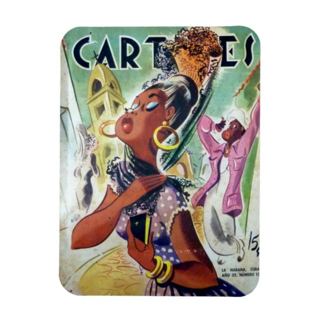 Iman de Nevera Cuba Vintage Bella Mulata Cubana Magnet (Vertical)